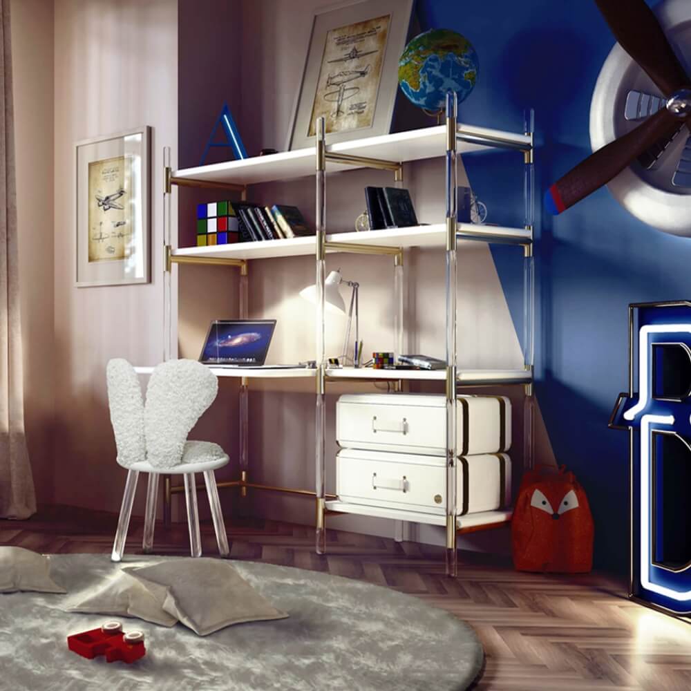 Circu Gold Plated Puzzled Bookcase and Desk