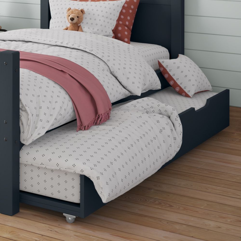 Arven Detachable Bunk Bed in Blue with Trundle and Trundle Mattress