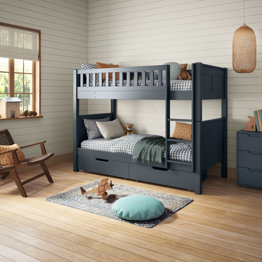 Arven Detachable Bunk Bed with Storage Drawers in Blue
