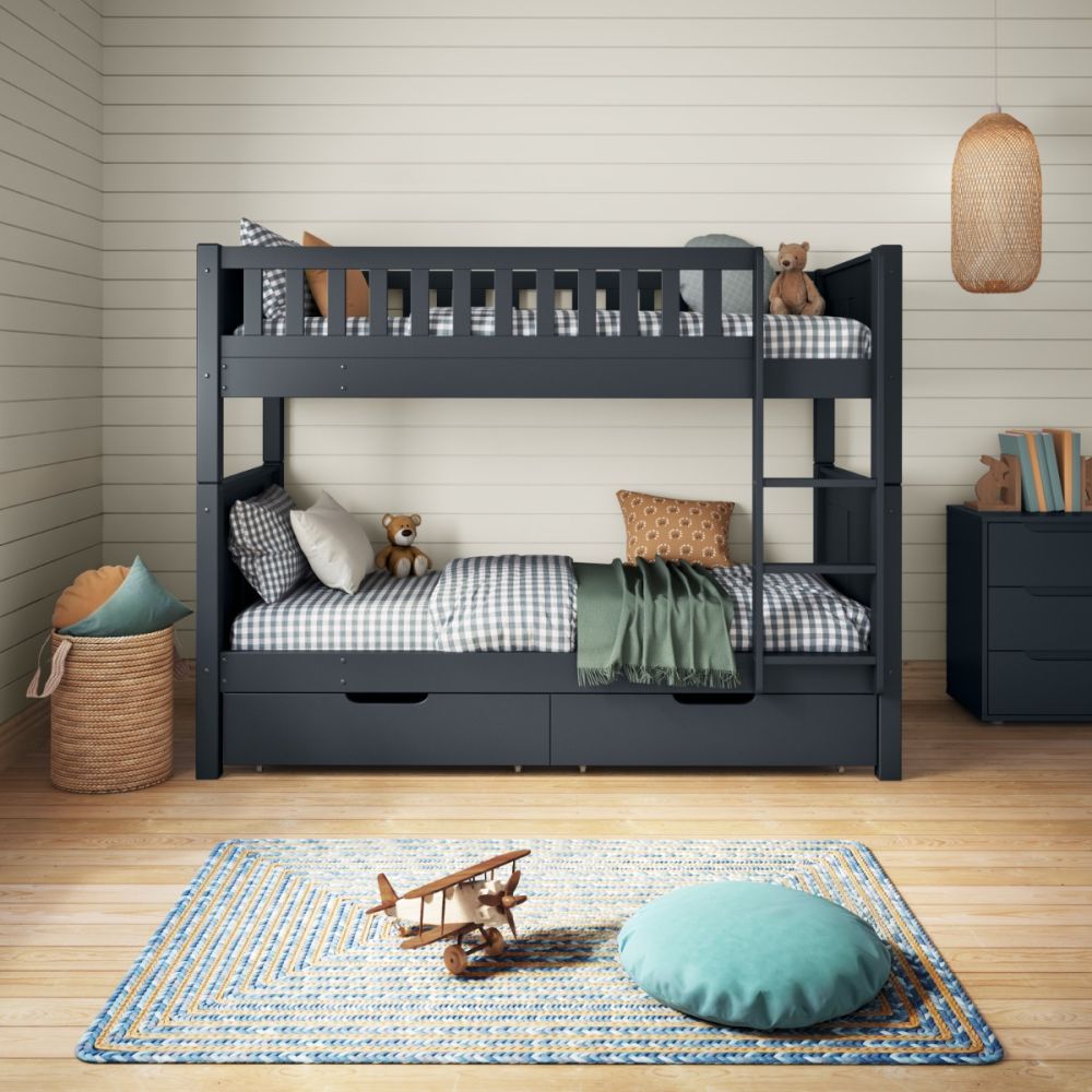 Arven Detachable Bunk Bed with Storage Drawers in Blue