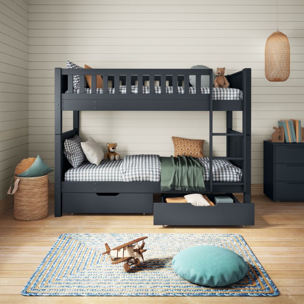 Arven Detachable Bunk Bed with Storage Drawers in Blue