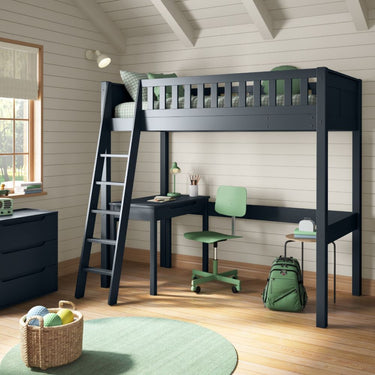 Arven High Sleeper Bed with Storage Desk in Blue