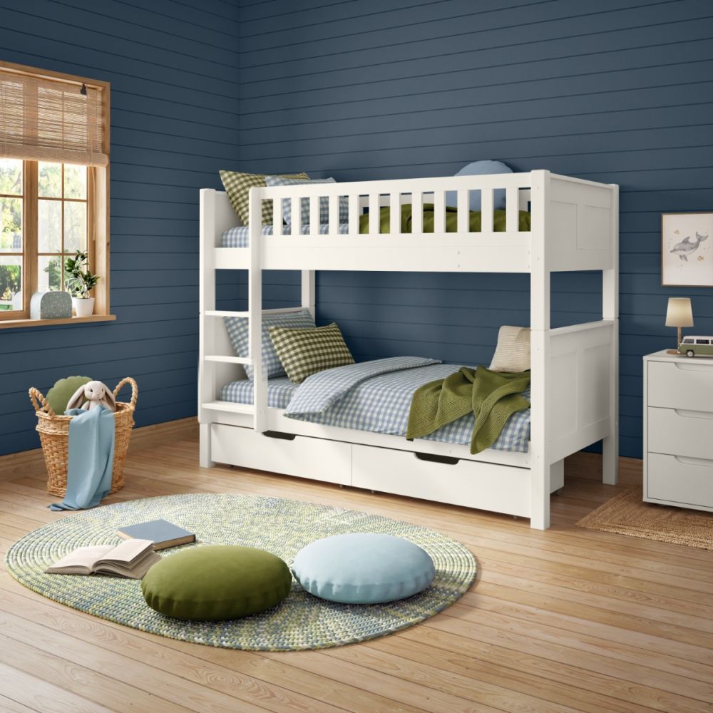 Arven Detachable Bunk Bed with Storage Drawers in White