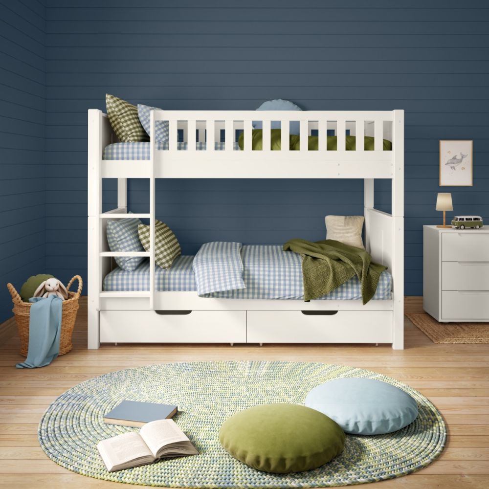 Arven Detachable Bunk Bed with Storage Drawers in White