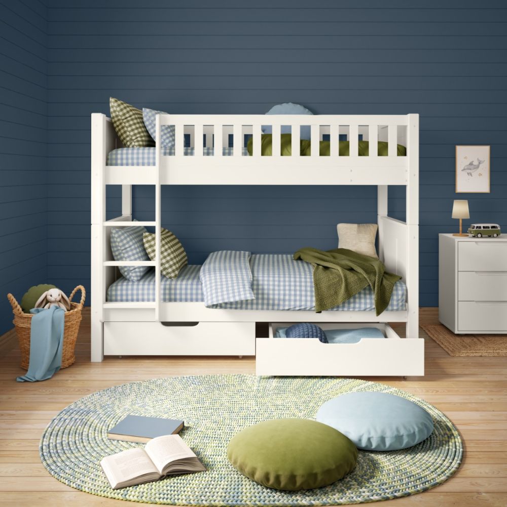 Arven Detachable Bunk Bed with Storage Drawers in White
