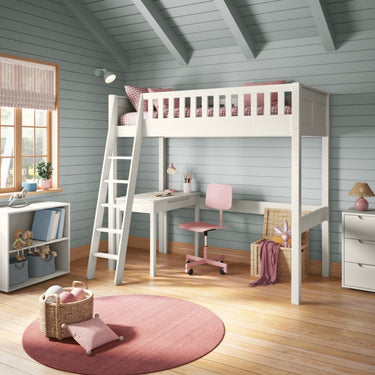 Arven High Sleeper Bed with Storage Desk in White