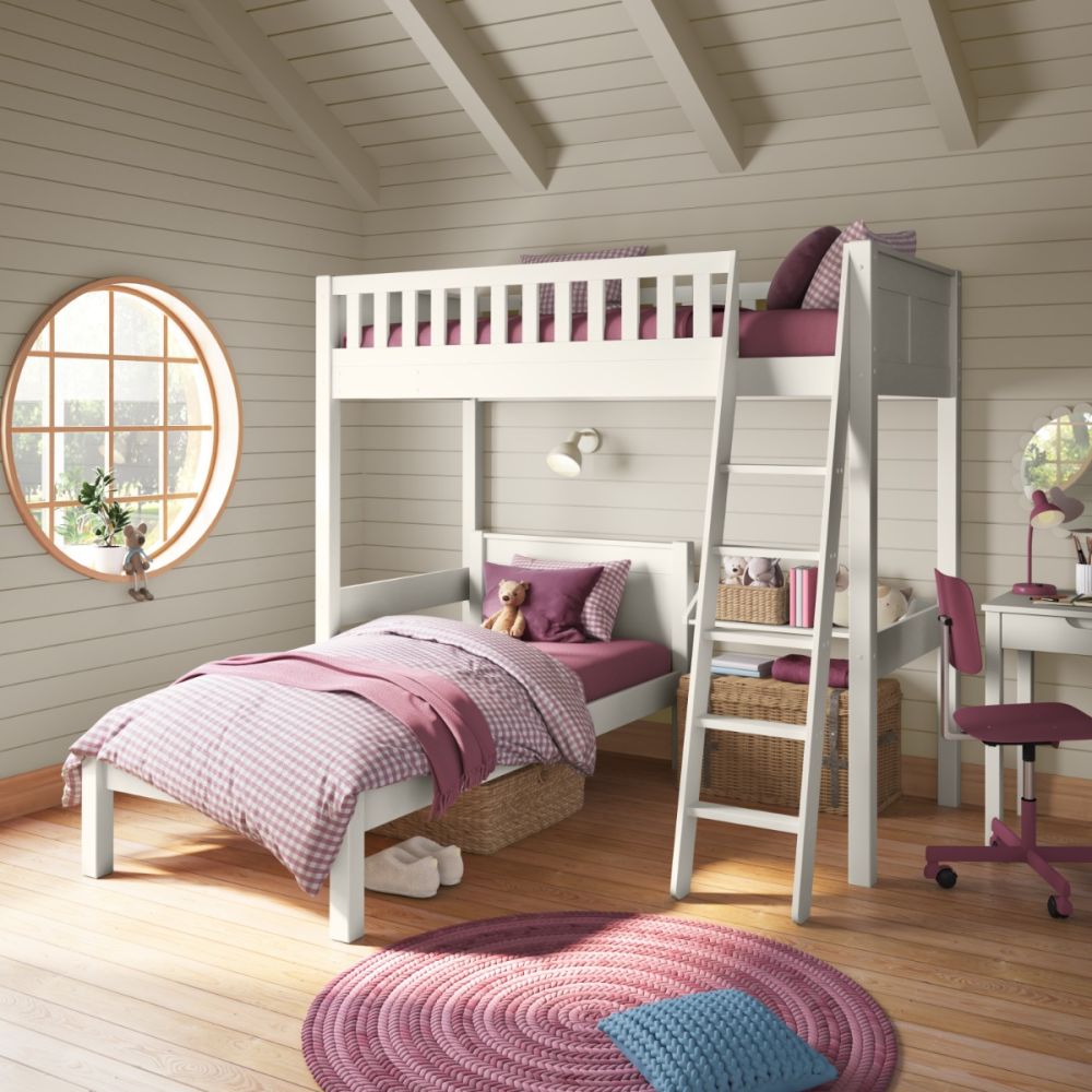 Arven High Sleeper with Single Bed in White