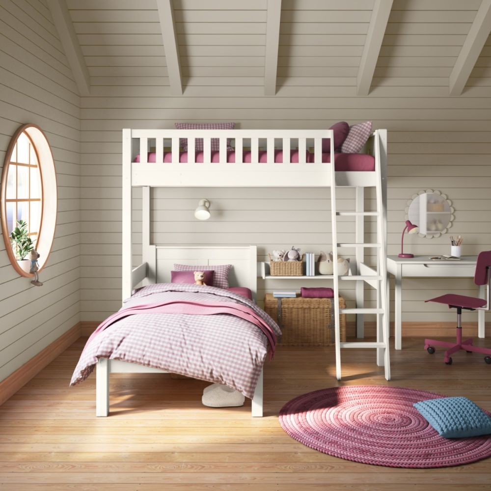 Arven High Sleeper with Single Bed in White
