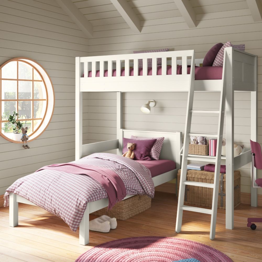 Arven High Sleeper with Single Bed in White