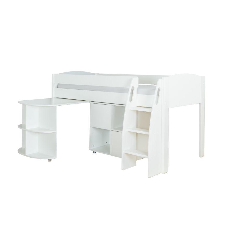 White children's desk with chair on a white background