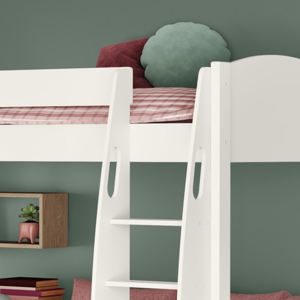 Uno S High Sleeper Bed with Pink Blossom Sofa Bed, Fixed and Pull-Out Desk