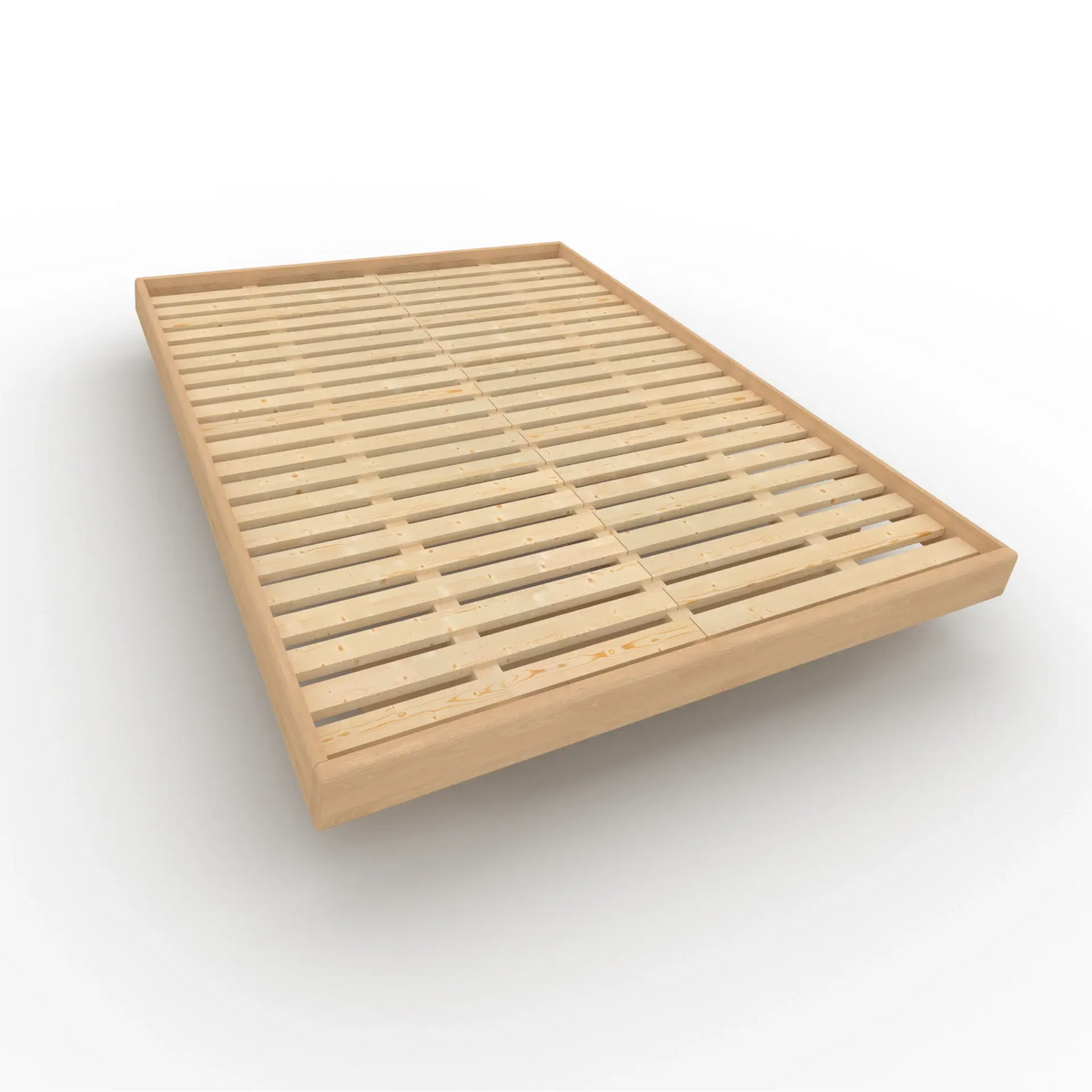 WoodMan CARRE Solid Beech Wood Bed in Natural Raw Wood - Various Sizes