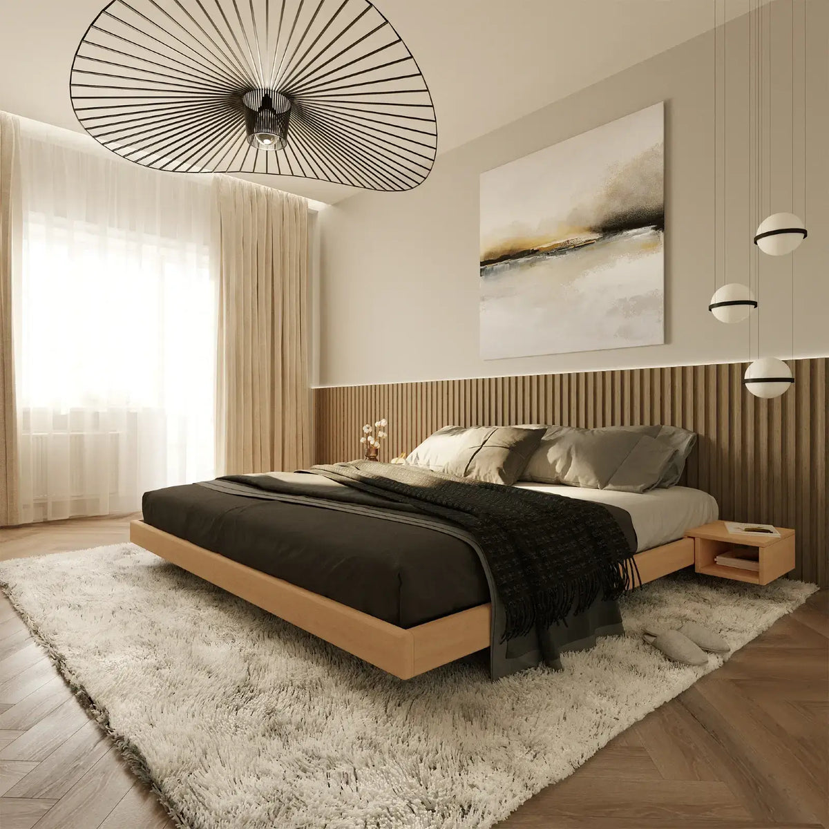 WoodMan CARRE Solid Beech Wood Bed in Natural Raw Wood - Various Sizes